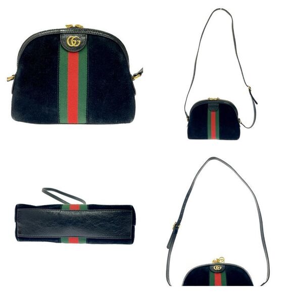 Gucci 499621 And 486628 Suede Ophidia Ggmarmont Shoulder Bag Black 371302 - Picture 4 of 10